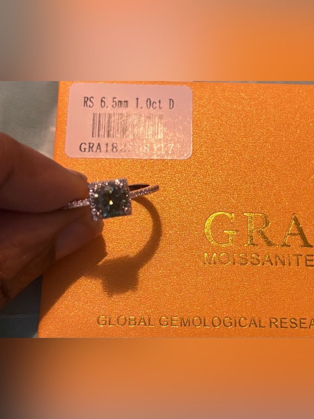 Moissanite Halo Engagement Ring - Green Center Stone
